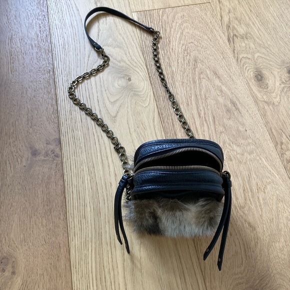 Faux Leather + Fur Crossbody Chain Strap - Picture 2 of 7
